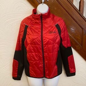 Polo Sport Jacket Womens Red Black Quilted Hybrid Full Zip Large